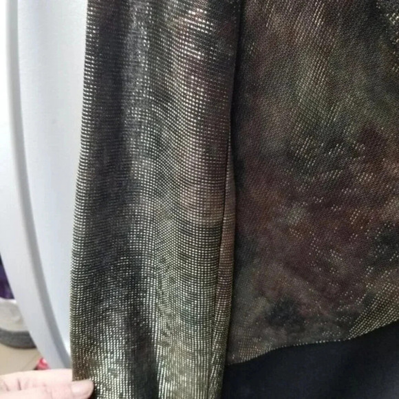 Joseph Ribkoff Couture Metallic Shimmer Black Evening Gown Dress 12 - Picture 14 of 16